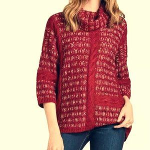 LUCKY BRAND Mixed Cable Stitch Cowl Sweater